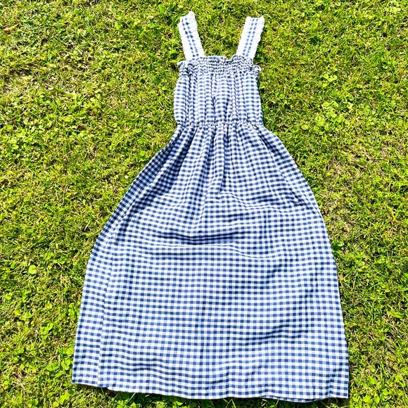 Beautiful blue and white gingham hand made dress. Not sized. - Picture 5 of 5